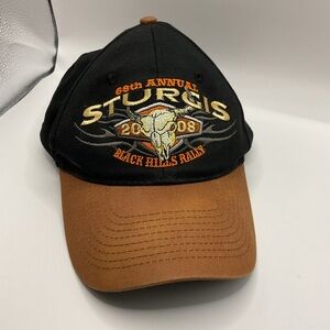 Sturgis 68th Annual 2008 Black Hills Rally Black/Brown Baseball Hat Adjustible